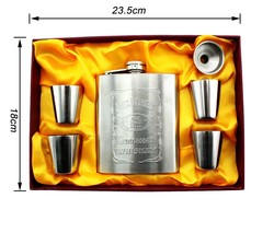 1PCS/LOT Hot! Jack Daniels 7oz Hip Flask set, Portable Stainless Steel Gift Box Hip Flasks,6pcs/set(China (Mainland))