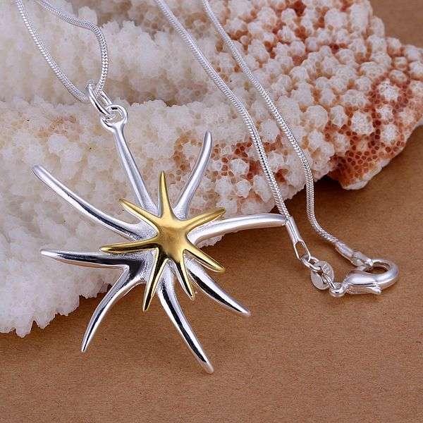 P026 fashion jewelry chains necklace 925 silver pendant Separations starfish pendant Men Women Chains