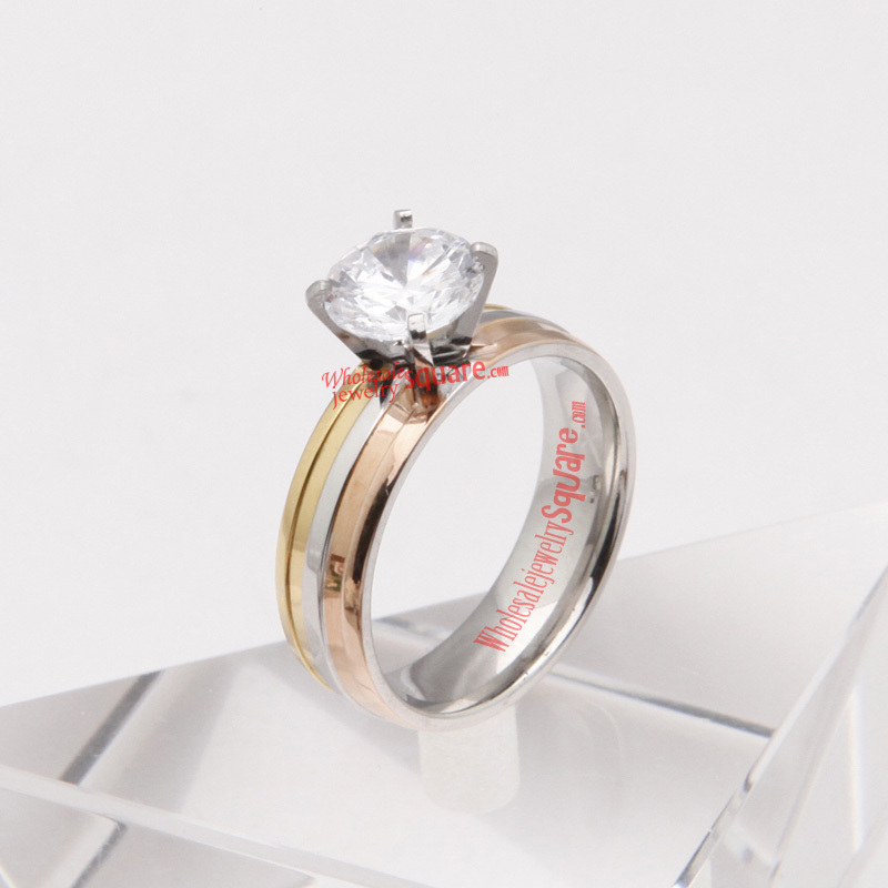 wholesale The bright stamping gold line stainless steel ring(China (Mainland))