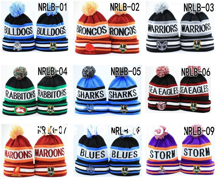 POM POM Football Beanie beanie  Teams League Cap australia Hat Australia hats Winter NRL  Hats