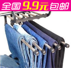 Magic magic retractable hanger stainless steel multifunctional hanging pants rack metal multi-layer rack(China (Mainland))