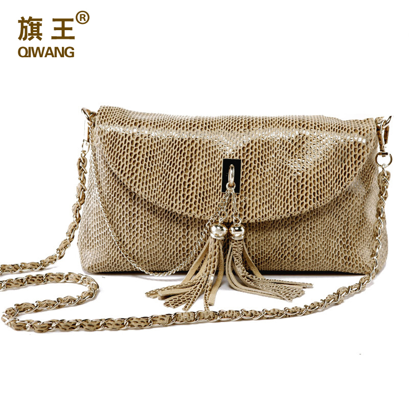 messenger bag women s embossed cowhide handbag paillette chain tassel one shoulder cross body bag small