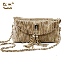 messenger bag women’s embossed cowhide handbag paillette chain tassel one shoulder cross-body bag small genuine leather bag