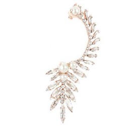 Stunning Pearl Bead Crystal Gold Ear Cuff Stud Earring Punk Emo Goth Celebs Style Fashion Wholesale Free Shipping(China (Mainland))