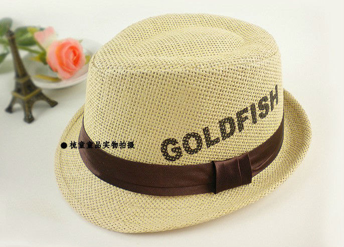 Wholesale Boy/Girl straw hat fedoras Toddler Korean style formal cap GOLDFISH hat for children Free shipping(China (Mainland))
