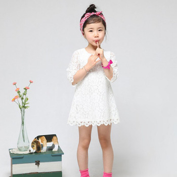 Горячая распродажа! 2014 новинка корейских детей одежда красивые белые девушки кружевное платье принцессы мини платья детская одежда