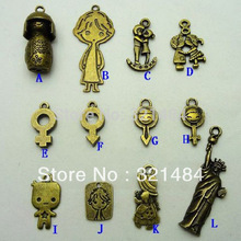 240pcs Antique Bronze Brass Metal mixed doll and Cupid Arrow Retro Vintage Jewelry Charms For Bracelet Drop Pendant Necklace DIY