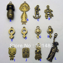 60pcs Antique Bronze Brass Metal mixed doll and Cupid Arrow Retro Vintage Jewelry Charms For Bracelet Drop Pendant Necklace DIY