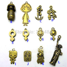 120pcs Antique Bronze Brass Metal mixed doll and Cupid Arrow Retro Vintage Jewelry Charms For Bracelet Drop Pendant Necklace DIY