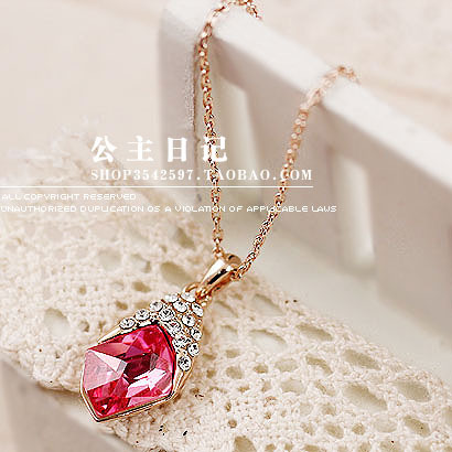 Free shipping LOVE 18k gold plated rose gold red crystal white collar ol fashion necklace(China (Mainland))