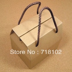 100pcs/lot free shipping blank kraft paper handle cake box accept customized(China (Mainland))