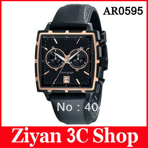 Free Shipping AR0595 Black dial men's sport watch with rubber strap and Original box support drop ship(China (Mainland))