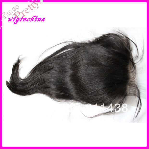 Discount ! Lace closure Peruvian virgin hair 4x4" Full lace top closure piece straight natural color Can be dyed ,free shipping(China (Mainland))