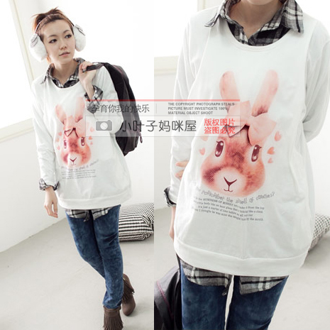 Nice mama maternity clothing spring maternity top maternity nursing spring loaded maternity nursing clothes(China (Mainland))