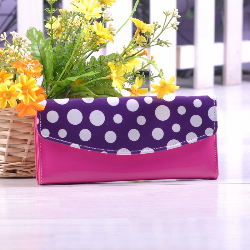 Free Shipping hot sell 2013 wallet female long design color block dot women's wallet cute wallets women fashion brand wallets(China (Mainland))
