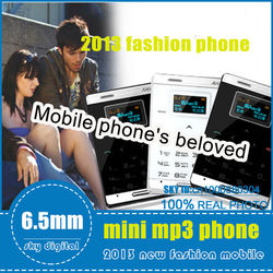 thin 6.5mm 2013 new mini mp3 music phone Cool Card Cell phone Child Kid Phone Backup Low Radiation Phone FM gprs free shipping(China (Mainland))