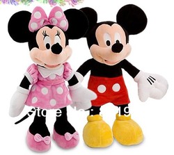 Hot Sale Free Shipping 2pcs/lot Lovely Mickey Mouse And Minnie Stuffed Animal plush Toys Children's Gift,30cm(China (Mainland))