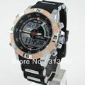 Free Shipping Fashion WEIDE Mens Waterproof Sports Watch Analog & Digital Dual Time LCD Backlight WH-1104-G