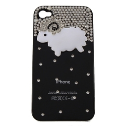 3D Luxury Bling Diamond Sheep Plastic Hard Back Case Skin Cover Housing Protector for APPLE Iphone 4 4G 4S, Free Shipping(China (Mainland))