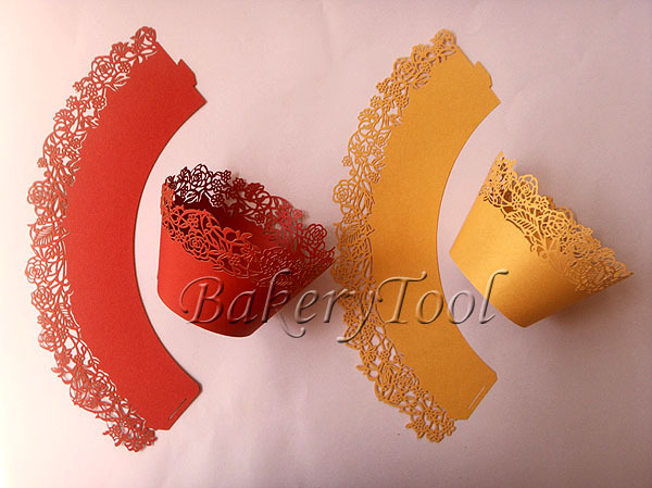 red and yellow rose FREE SHIPPING 48 pcs wedding making your own cupcake wrappers(China (Mainland))