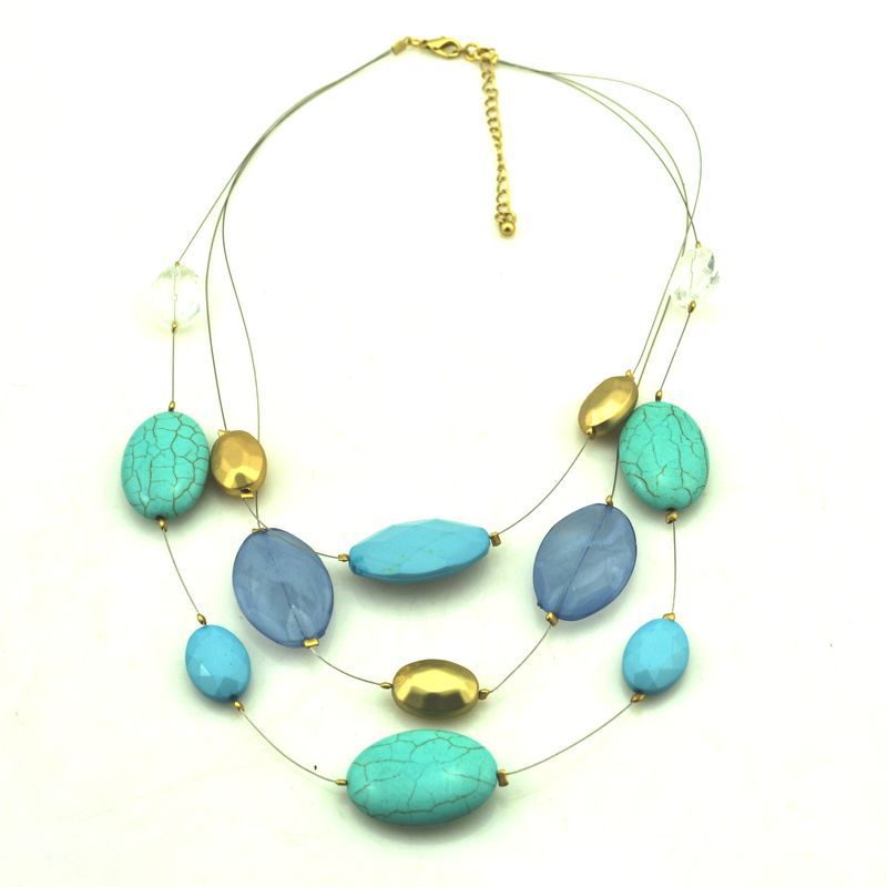 Min order$15! Free shipping wholesale Fashion Natural stone cat 's eye Rhinestone many layers Crystal NECKLACE jewelry Retro(China (Mainland))