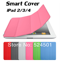 New Wholesale Smart case Cover for iPad2 ipad3 ipad4 Slim Magnetic PU Leather Case Wake/ Sleep Stand Multi-color free shipping(China (Mainland))