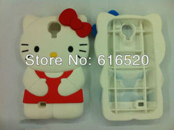 10pcs/lot 3D Cute Hello kitty KT Cat Soft Silicone Case Back Cover for SamSung Galaxy S4 I9500 Free shipping via Post(China (Mainland))