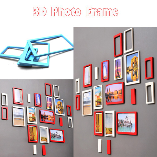 2 Set/lot High Quality 3D Photo Frame & 3D Oblong Wall Decor For Home Decorative