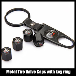Free shipping 4pcs=1set Stainless Chrome 4 pcs Logo Car Tyre Tire Valve Stem Caps + Keychain for A*u*d*i tunning part(China (Mainland))