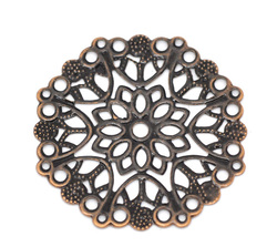 Free shipping-50Pcs Copper Tone Filigree Flower Wraps Connectors Jewelry Findings Connectors 35mm M00607(China (Mainland))