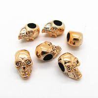 (Inner Size 4mm)Wholesale UV Gold Plated Skull Shape14*9mm 200pcs Astness Bracelet&Necklace Jewelry Finding Free Shipping HB641