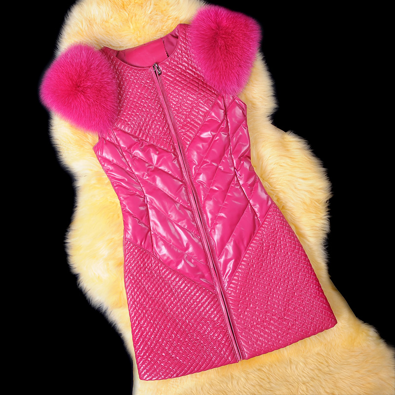 Free shipping Firefox sheepskin genuine leather clothing down coat vest new arrival outerwear women's(China (Mainland))