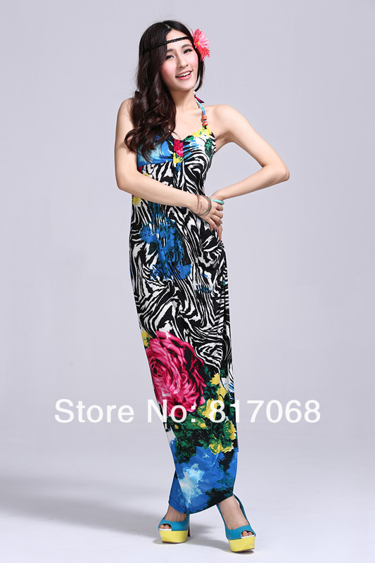 2013 2013 Bali style Bohemian Zebra Rose dress beach skirt 0661 # free shipping(China (Mainland))