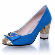 Fashion 2013 women’s shoes sheep leather high-heeled shoes ol thick heel high-heeled single shoes genuine leather shoes d313