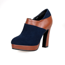 2013 women’s shoes nubuck cowhide ultra high heels single shoes color block decoration genuine leather shoes ol women’s shoes