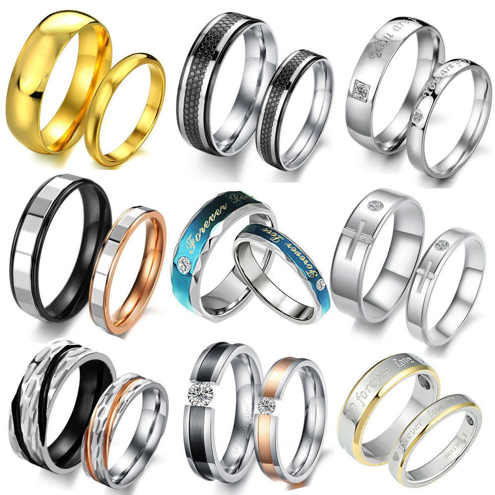 MIXED ORDER Stainless Steel Fasinon Couples True Love Couple Rings Never Fade 10 Pairs Lot Wholesale