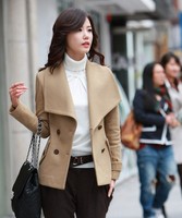 Newly Woolen Wool Coat Cashmere Women's Fur Collar woolen double botton C2801