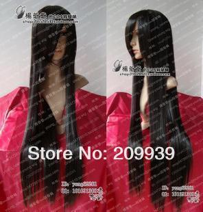 kk 00182 Sailor Moon Sailor Mars Raye Black Cosplay Wig 100cm +wig cap(China (Mainland))