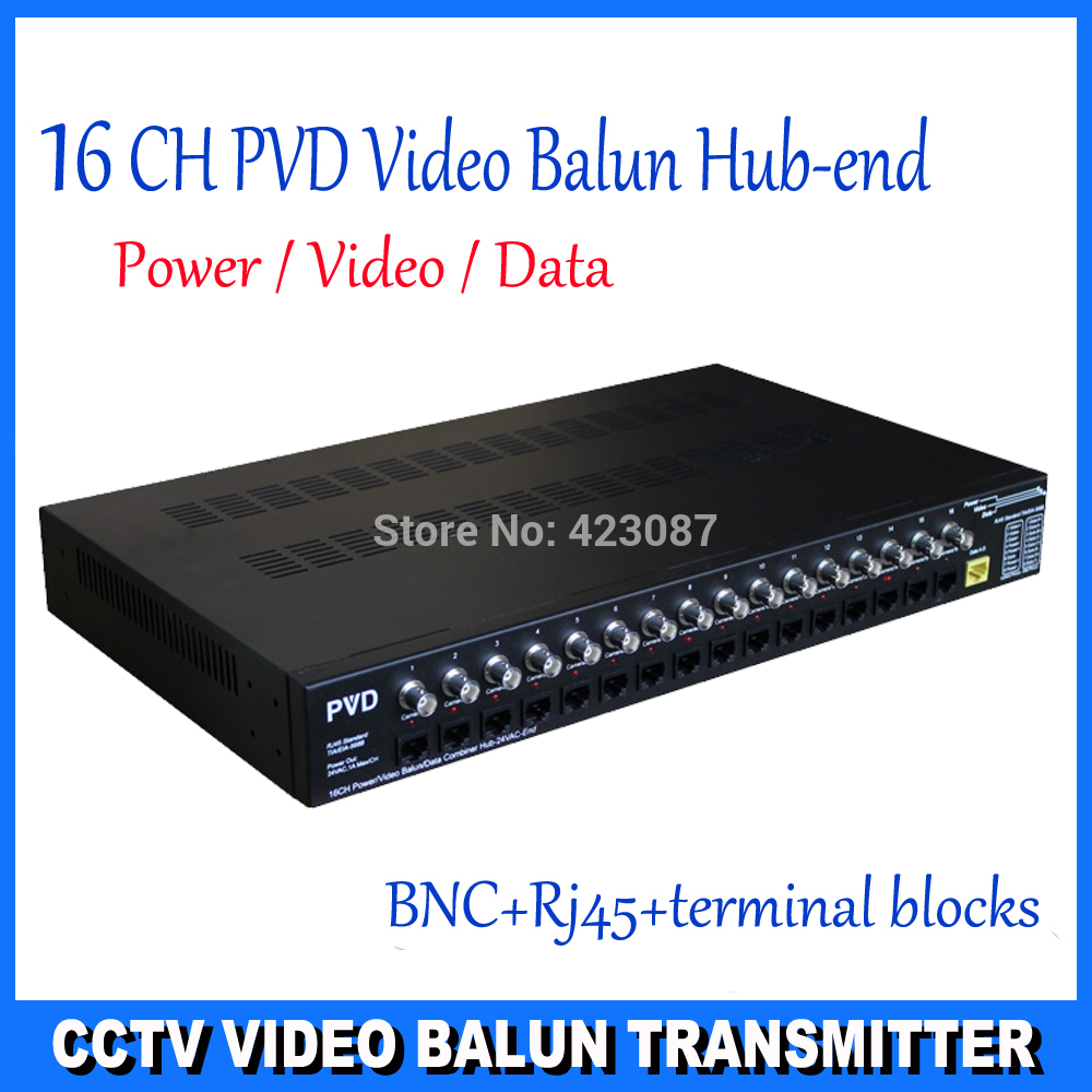 High quality balun video power 16 channel CCTV video balun transfer video/audio/data combiner hub-24VAC-end DS-PVD1632UB(China (Mainland))