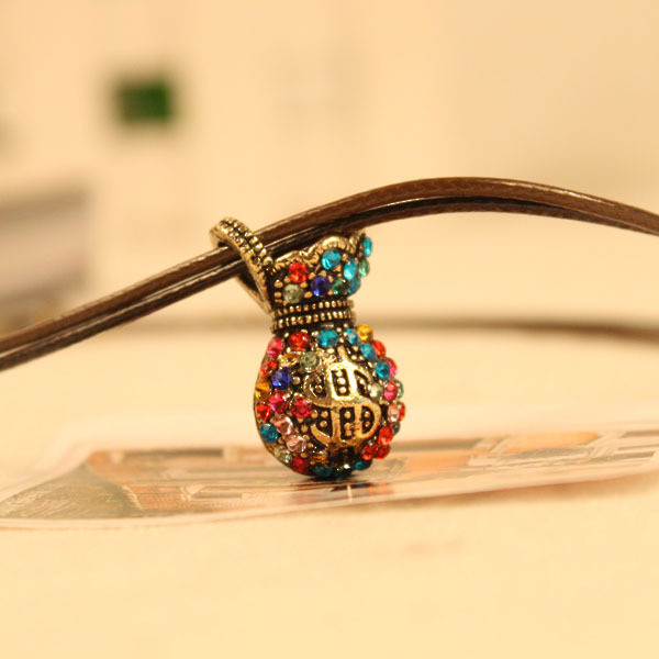 Min.order is $10(mix order)Freeshipping/Fashion national trend vintage rhinestone purse necklace SN047(China (Mainland))