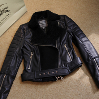 Free shipping High quality cc united one piece leather fur clothing outerwear p25(China (Mainland))