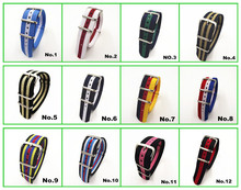 Wholesale 10pcs lot High quality 20MM Nylon Watch band NATO waterproof watch strap colorful fashion wach