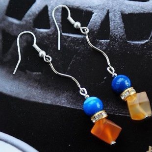 Fashion unique national trend rhombus agate stone earrings individuality brief(China (Mainland))