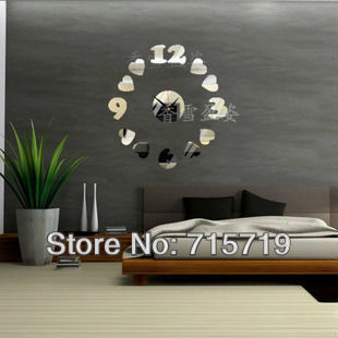 Kitchen Wall Decorations Kids on Decoration Diy Crystal Mirror Hearts Wall Clocks Children S Wall Art