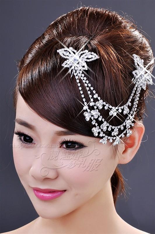 Starlight ! shining rhinestone butterfly paragraph - bride hair accessory hair bands wedding dress flag formal dress accessories(China (Mainland))