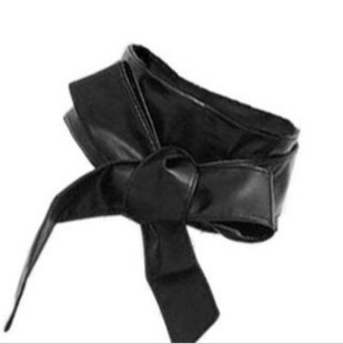 Ultra long version of the circle soft leather bow women's belt body shaping bands wide belt cummerbund(China (Mainland))