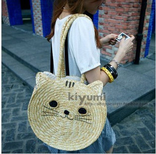 Cat bag 2012 magazine edition taki cat straw bag woven bag(China (Mainland))
