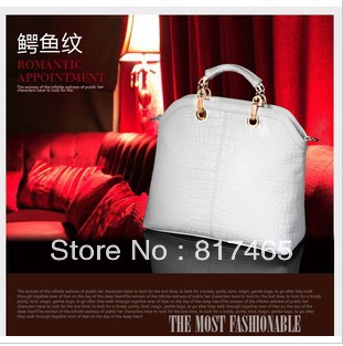 Elegent Beautiful Designer Women Handbag White Crocodile Bag Purse European US UK Popular Style Shoulder Bag(China (Mainland))