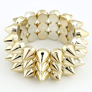 Fashion punk bangle bracelet personality rivet elastic jewelry gold plated(China (Mainland))