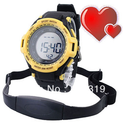 Free shipping Watch Pulse Heart Rate Calories Water Resistant Digital Rugged Sport Design New Color the heart rate watch(China (Mainland))